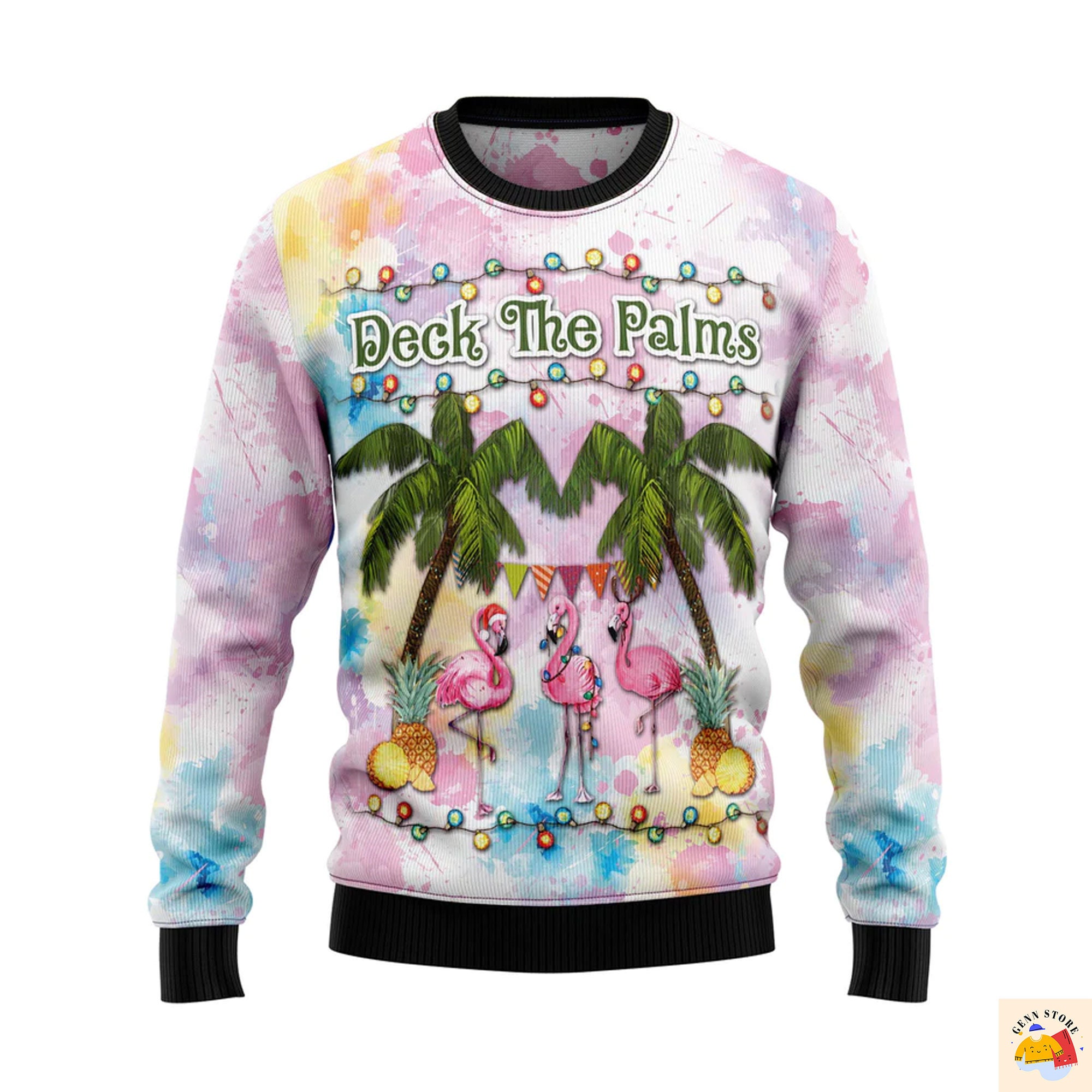 Flamingo Deck The Palms Ugly Christmas Sweater