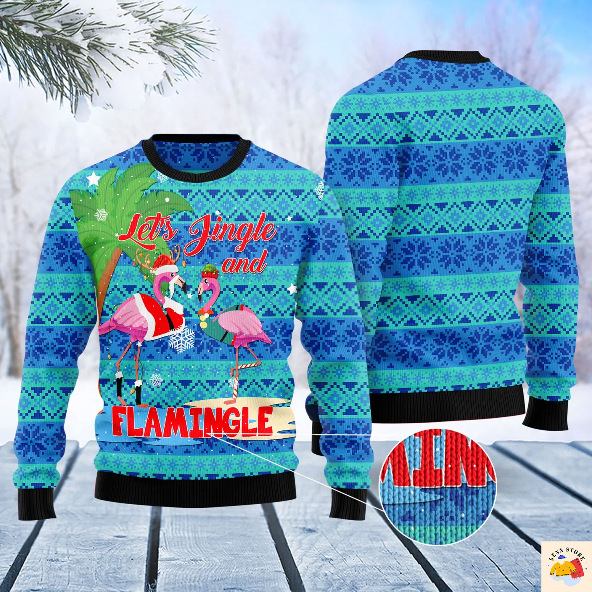 Flamingo Let's Jingle Ugly Christmas Sweater