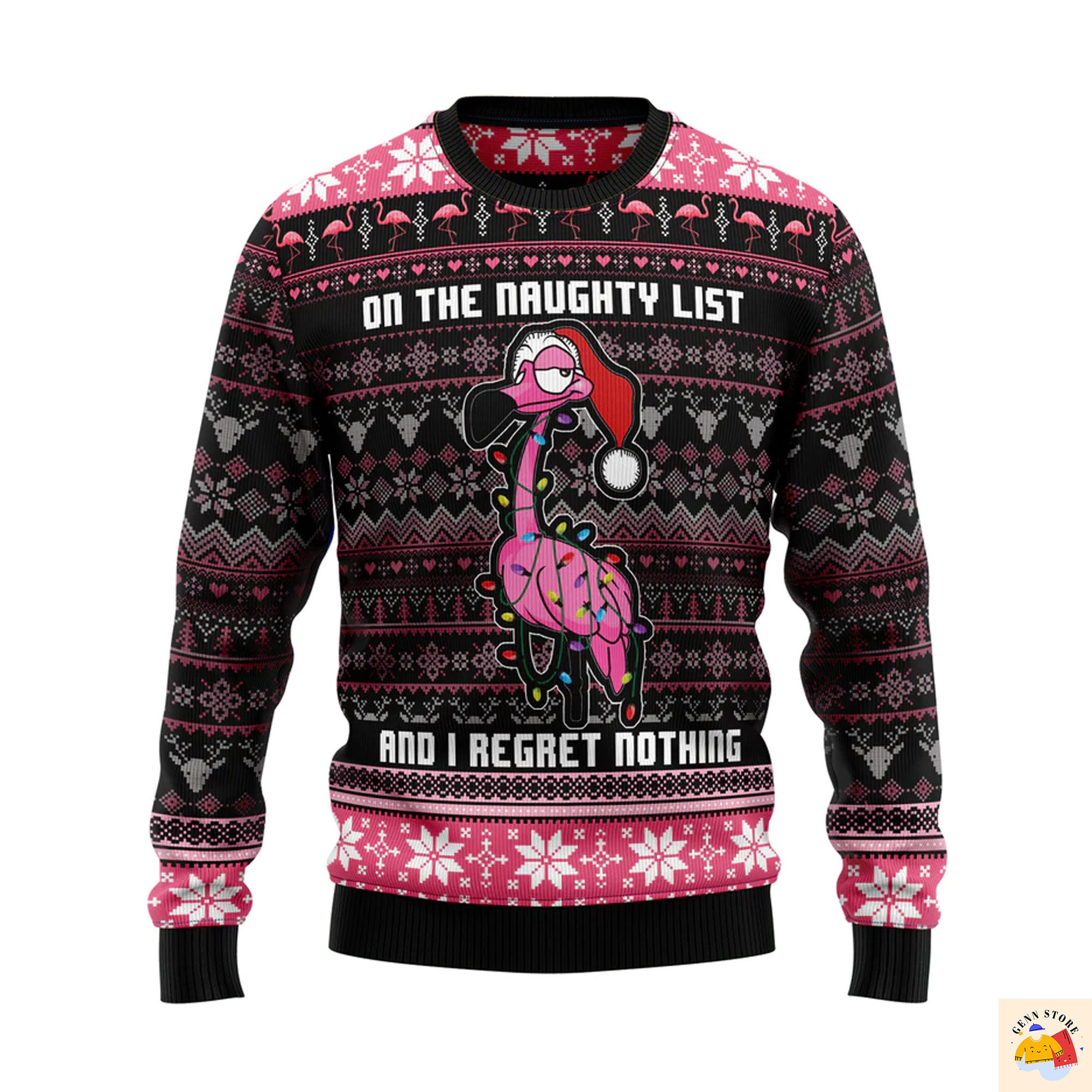 Flamingo Naughty List Ugly Christmas Sweater