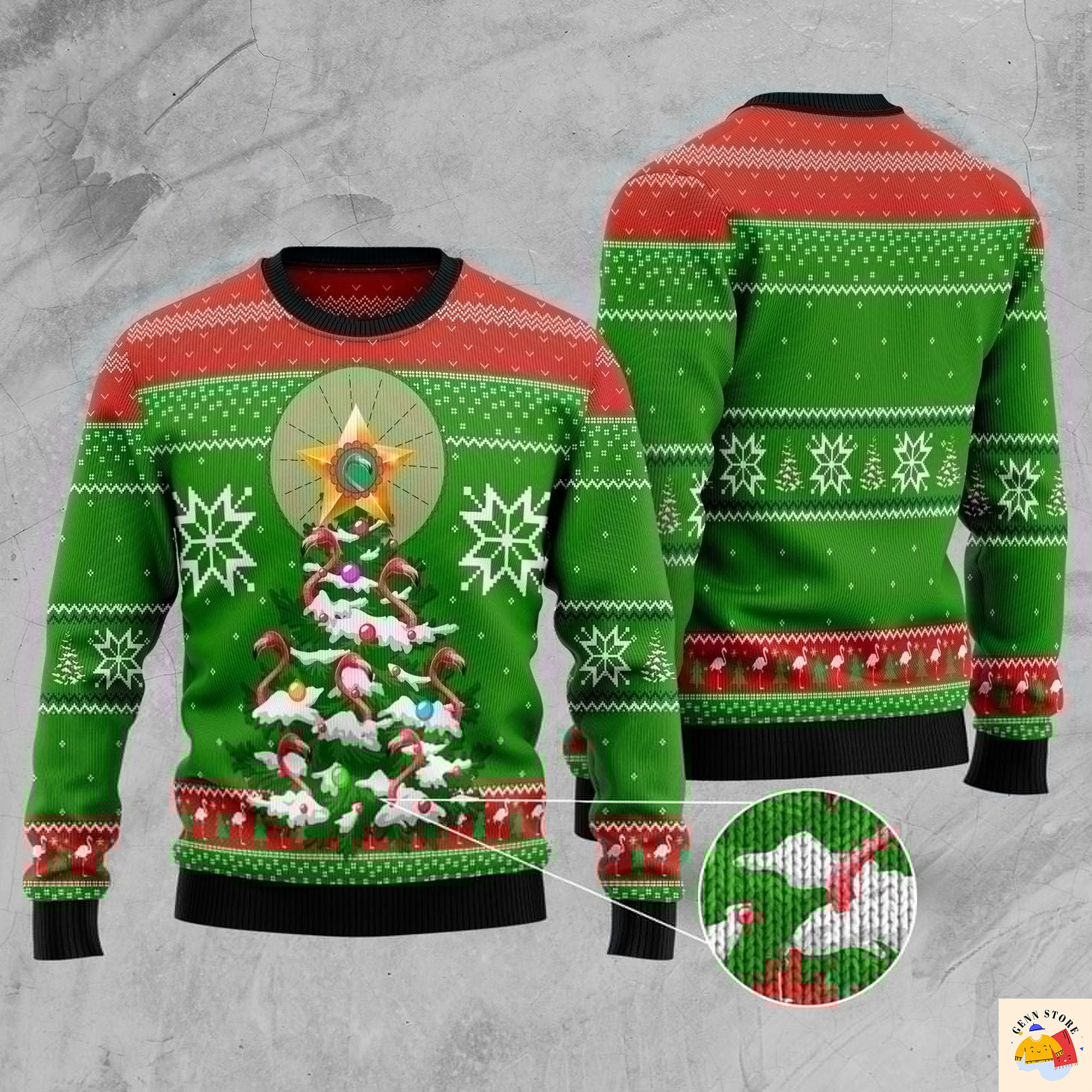 Flamingo Pine Tree Ugly Christmas Sweater