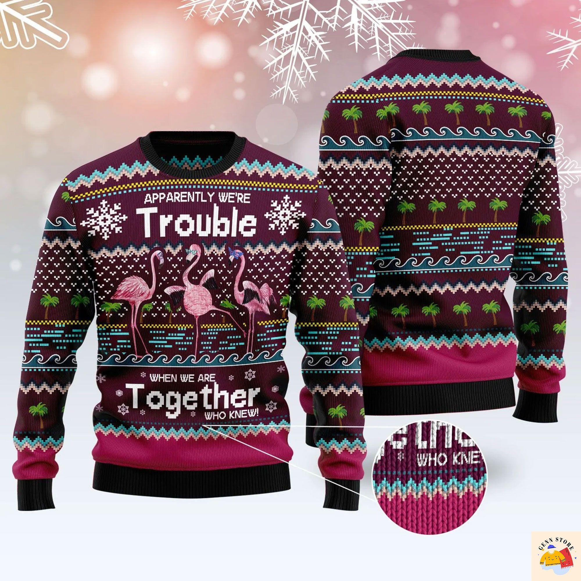 Flamingo Trouble Ugly Christmas Sweater
