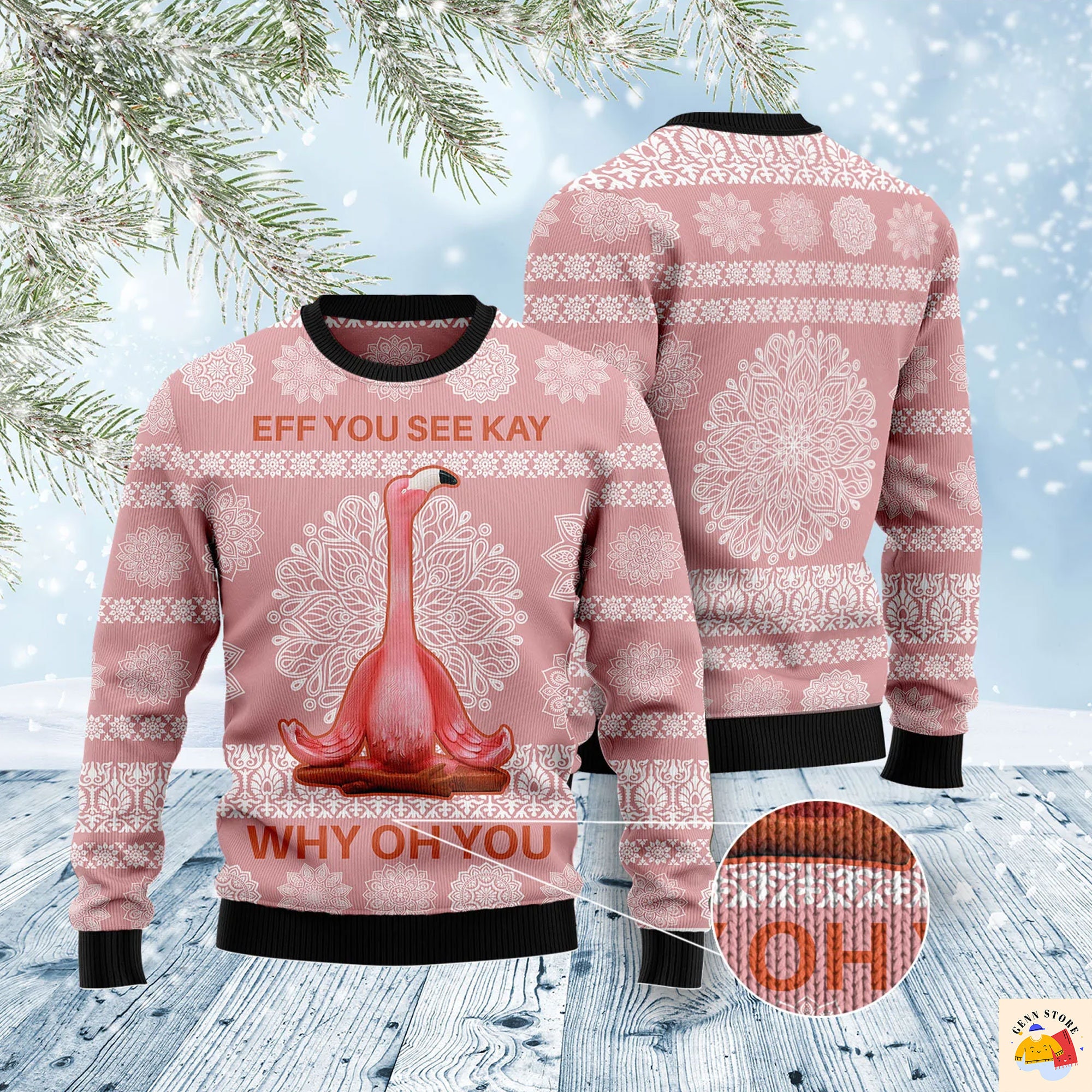 Flamingo Why Oh You Ugly Christmas Sweater
