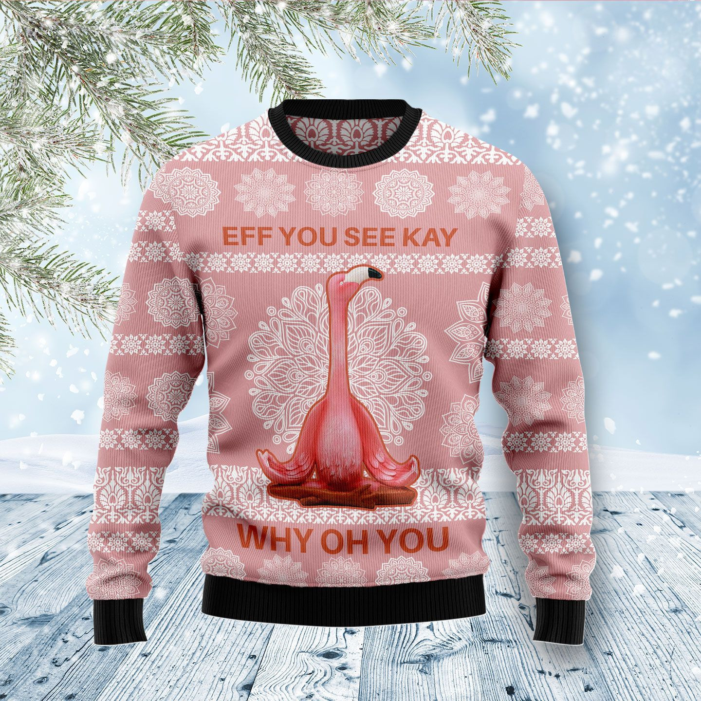 Flamingo Why Oh You Ugly Christmas Sweater, Perfect Holiday Gift