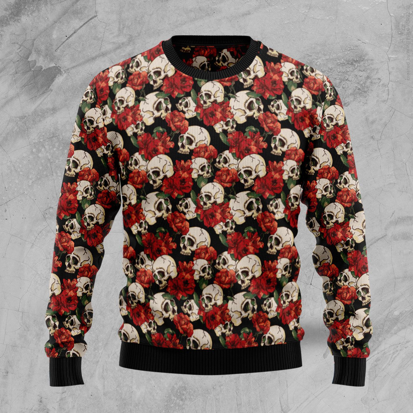 Floral Skull Ugly Christmas Sweater, Perfect Holiday Gift