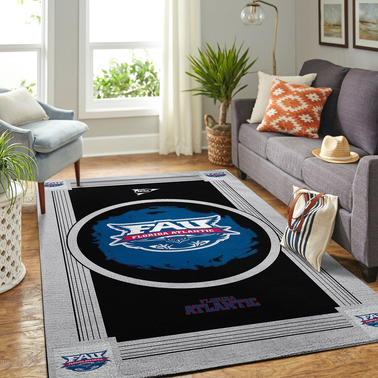 Florida Atlantic Owls Team Logo Nice Gift Rectangle Area Rug – Full Print Carpet For Living Room & Bedroom Home Decor