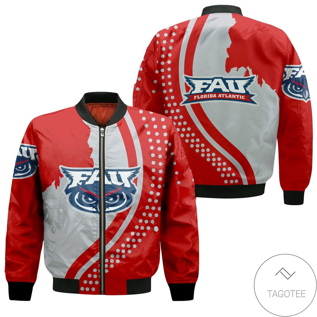 Florida Atlantic Owls USA Map Bomber Jacket | NCAA College Team Jacket for Men & Women | Sports Fan Gift