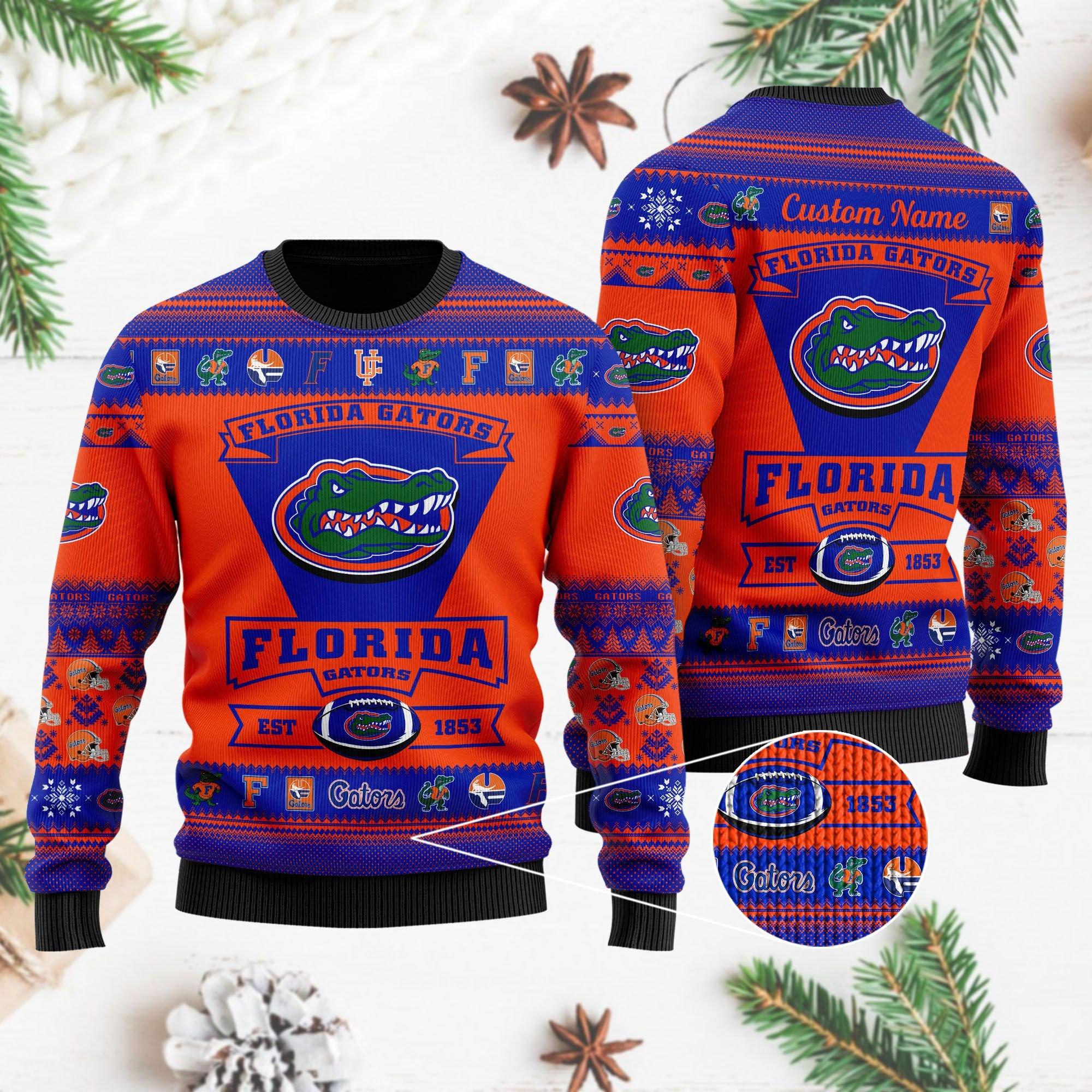 Florida Gators Football Team Logo Custom Name Personalized Ugly Christmas Sweater Perfect Holiday Gift