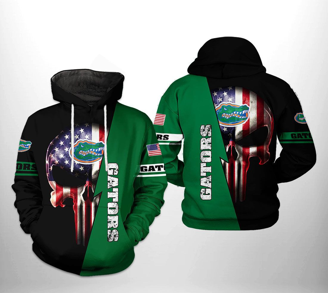 Florida Gators NCAA US Flag Skull 3D All Over Print Hoodie & Zip Hoodie