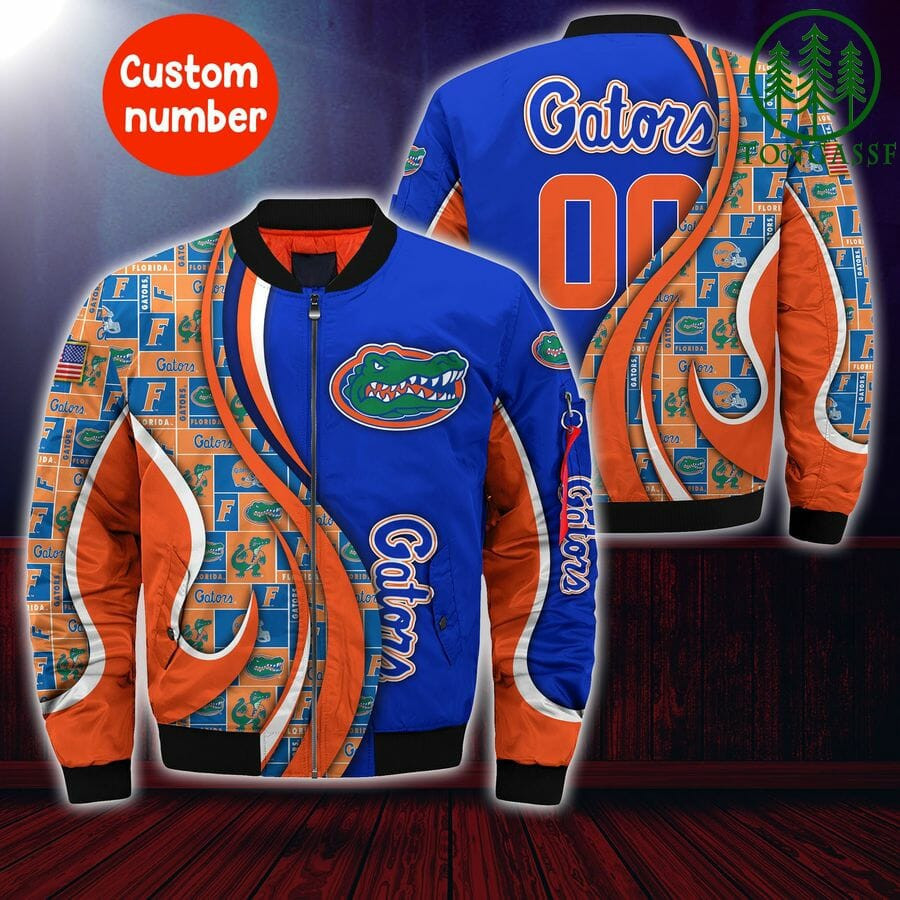 Florida Gators Personalized Name Number Blue Orange Bomber Jacket | NCAA College Team Jacket for Men & Women | Sports Fan Gift