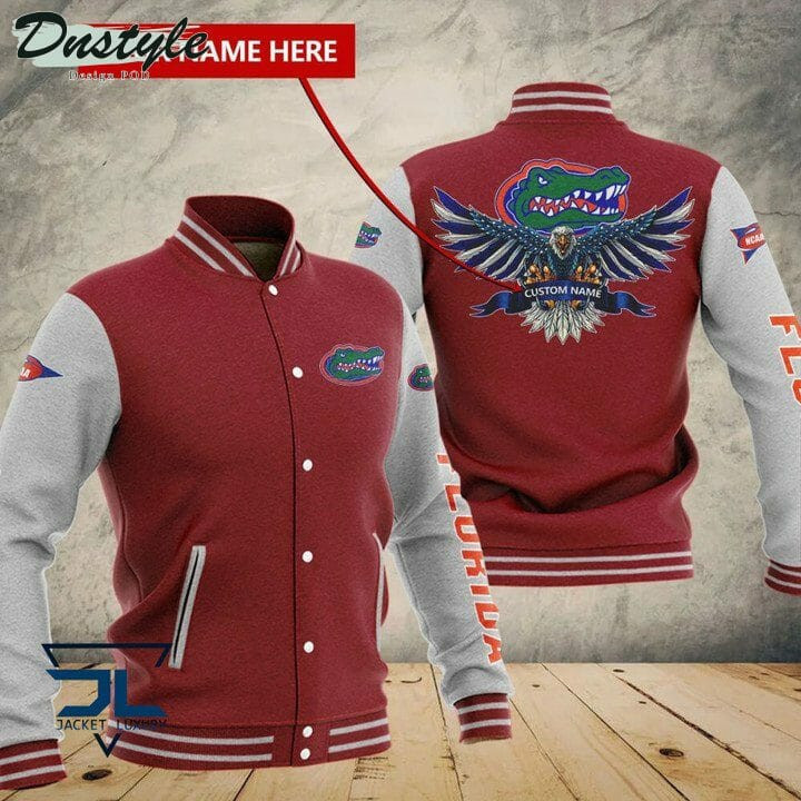 Florida Gators Personalized Name Red Grey Varsity Baseball Jacket for Men & Women | NCAA Team Fan Gift