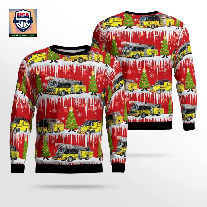 Florida Hillsborough County Fire Department Christmas Sweater 3D DV31