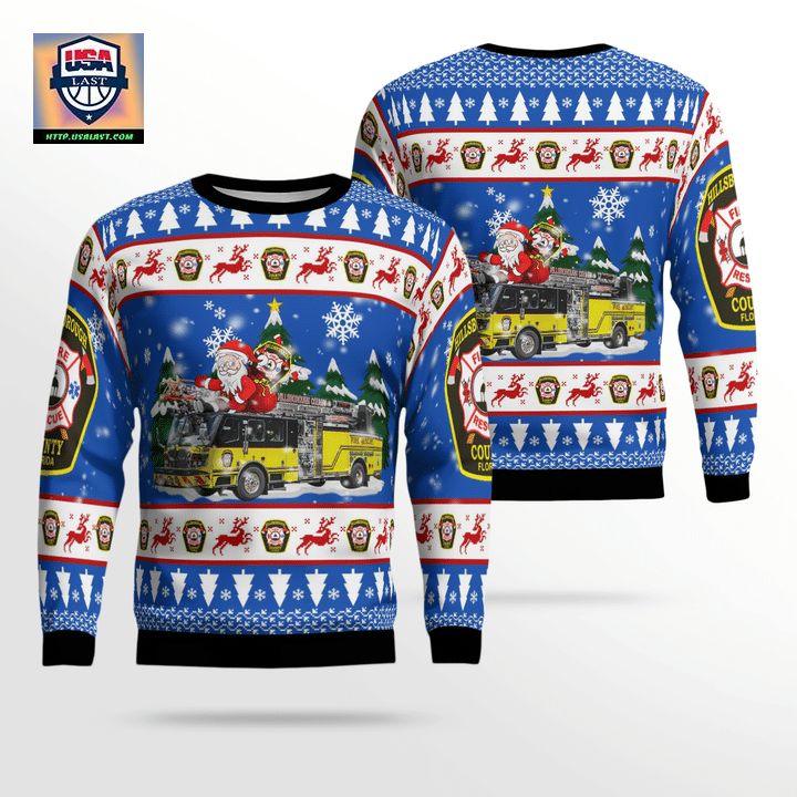 Florida Hillsborough County Fire Department Christmas Sweater 3D ON71