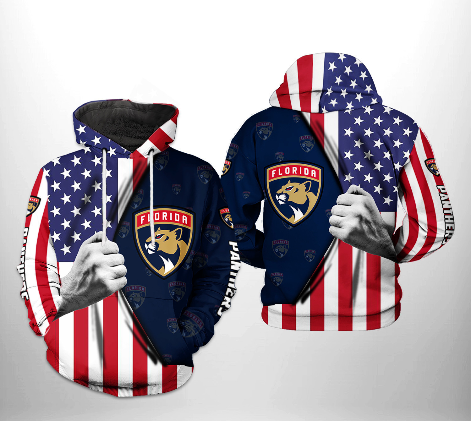 Florida Panthers NHL US FLag 3D All Over Print Hoodie & Zip Hoodie