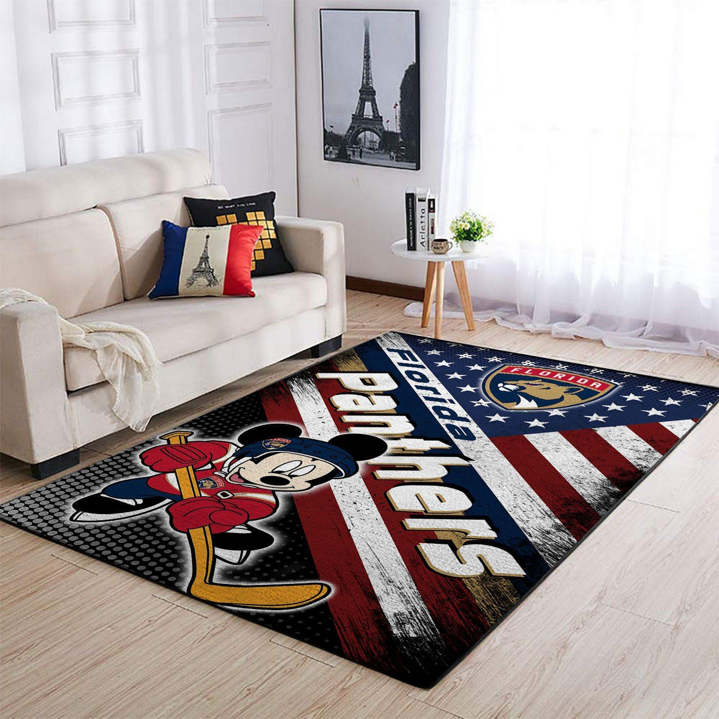 Florida Panthers Team Logo Mickey Us Rectangle Area Rug – Full Print Carpet For Living Room & Bedroom Home Decor
