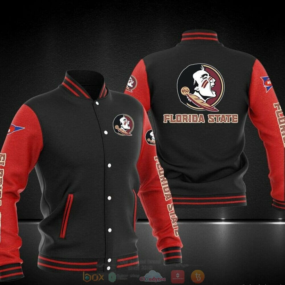 Florida State Seminoles Black Red Varsity Baseball Jacket for Men & Women | NCAA Team Fan Gift