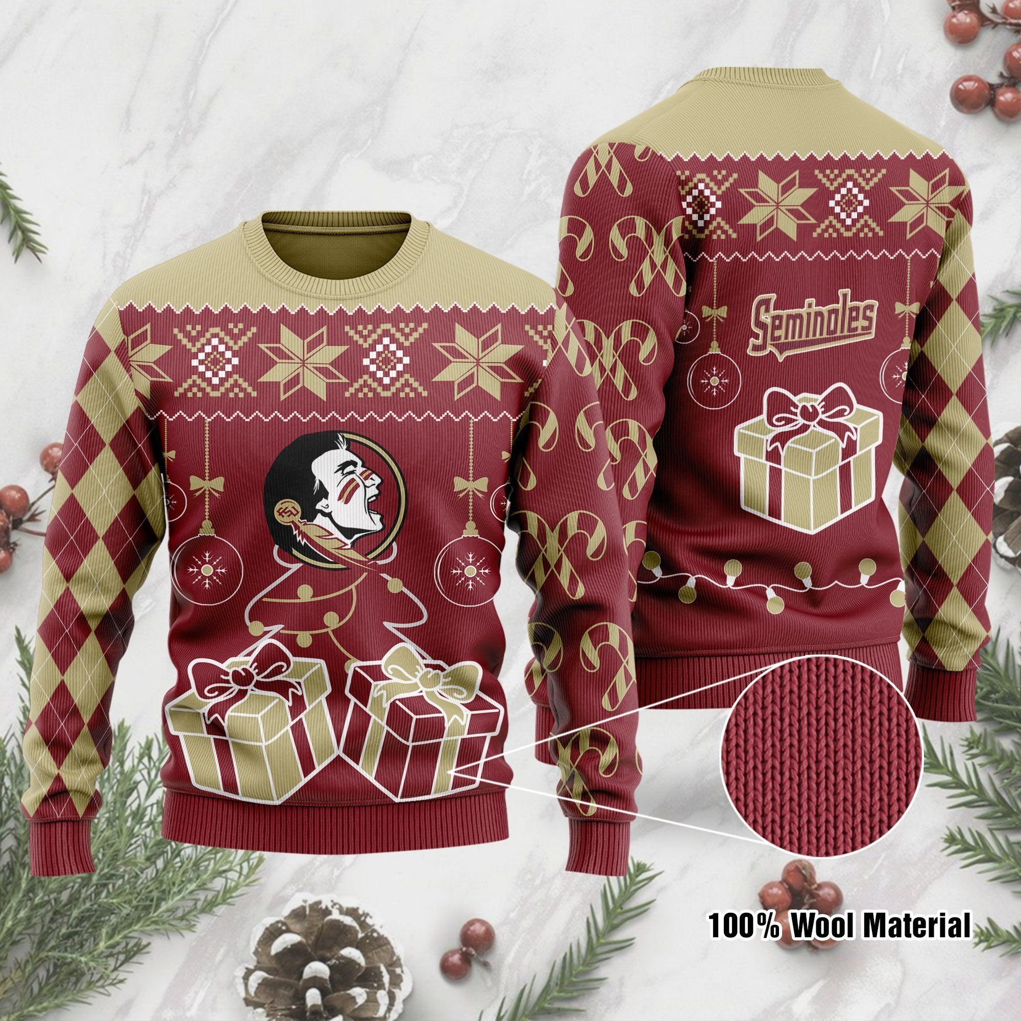 Florida State Seminoles Funny Ugly Christmas Sweater Holiday Xmas Party Men Women Plus Size