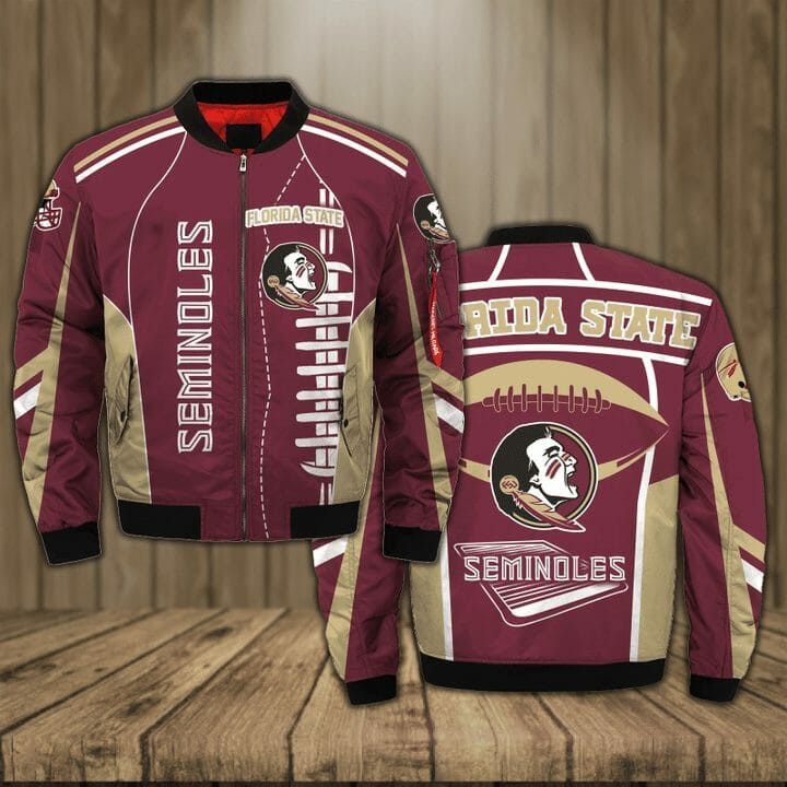 Florida State Seminoles Garnet Gold Bomber Jacket | NCAA College Team Jacket for Men & Women | Sports Fan Gift