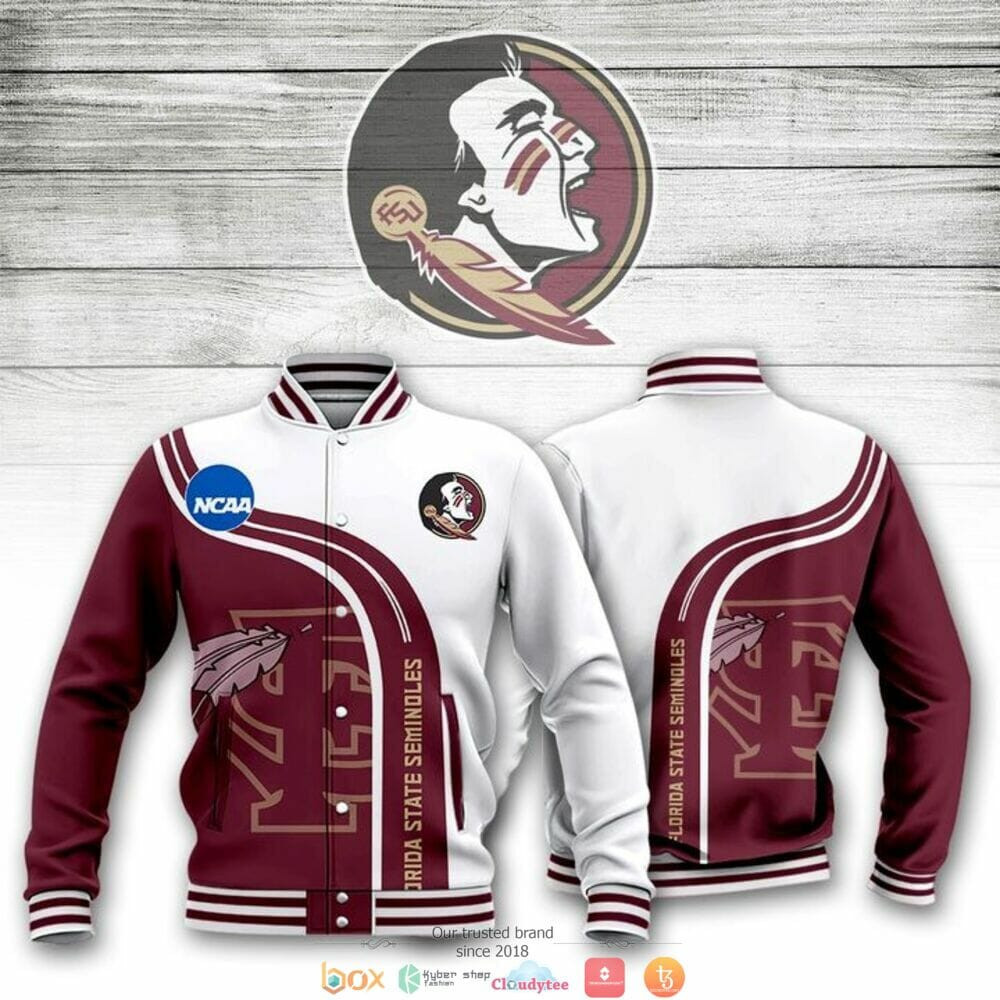 Florida State Seminoles Garnet White Varsity Baseball Jacket for Men & Women | NCAA Team Fan Gift