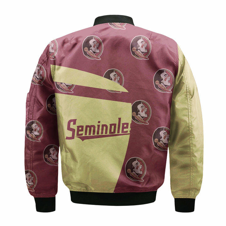 Florida State Seminoles Personalized Text Garnet Gold Bomber Jacket | NCAA College Team Jacket for Men & Women | Sports Fan Gift - Image 3