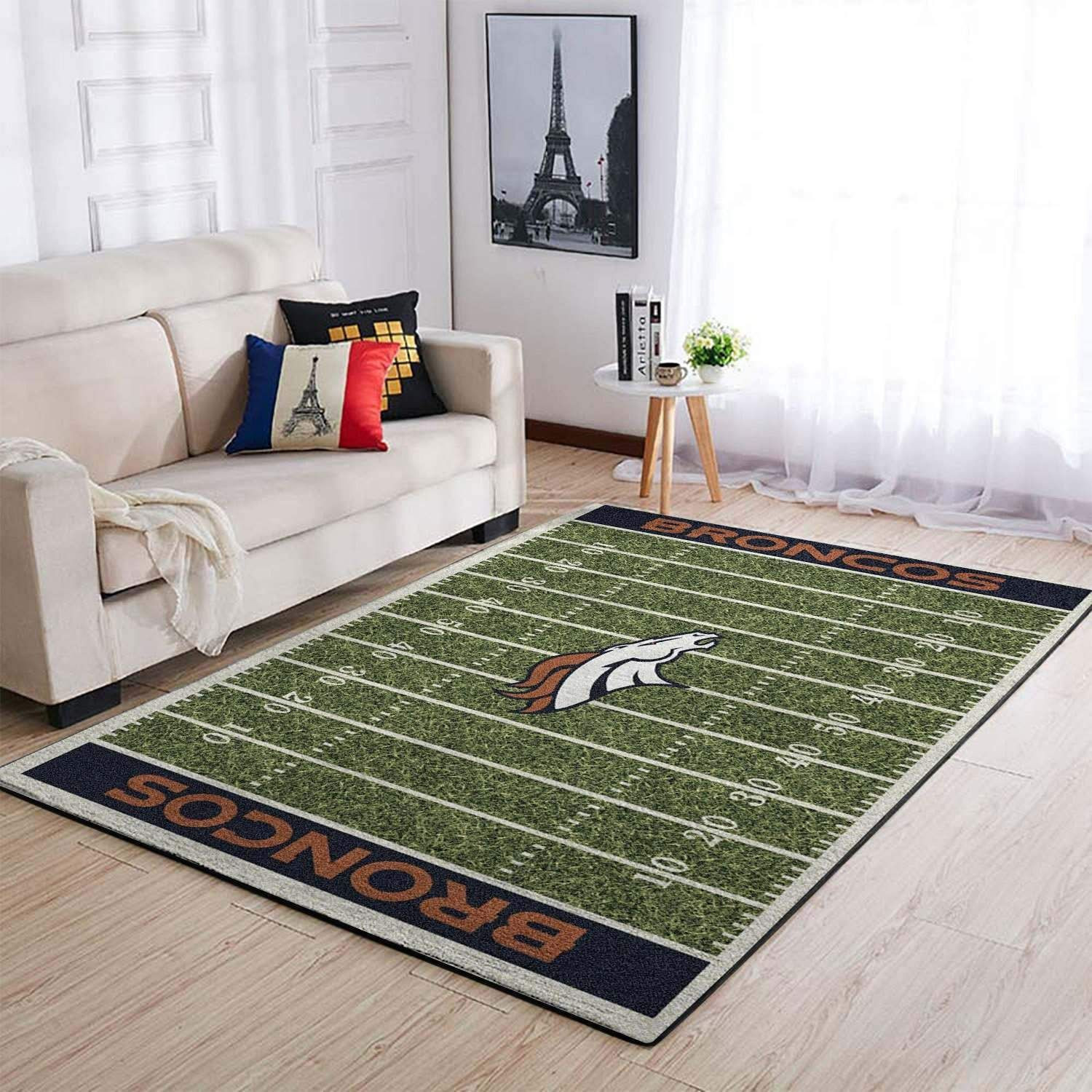 Football Team Denver Broncos Rectangle Area Rug – Full Print Carpet For Living Room & Bedroom Home Decor