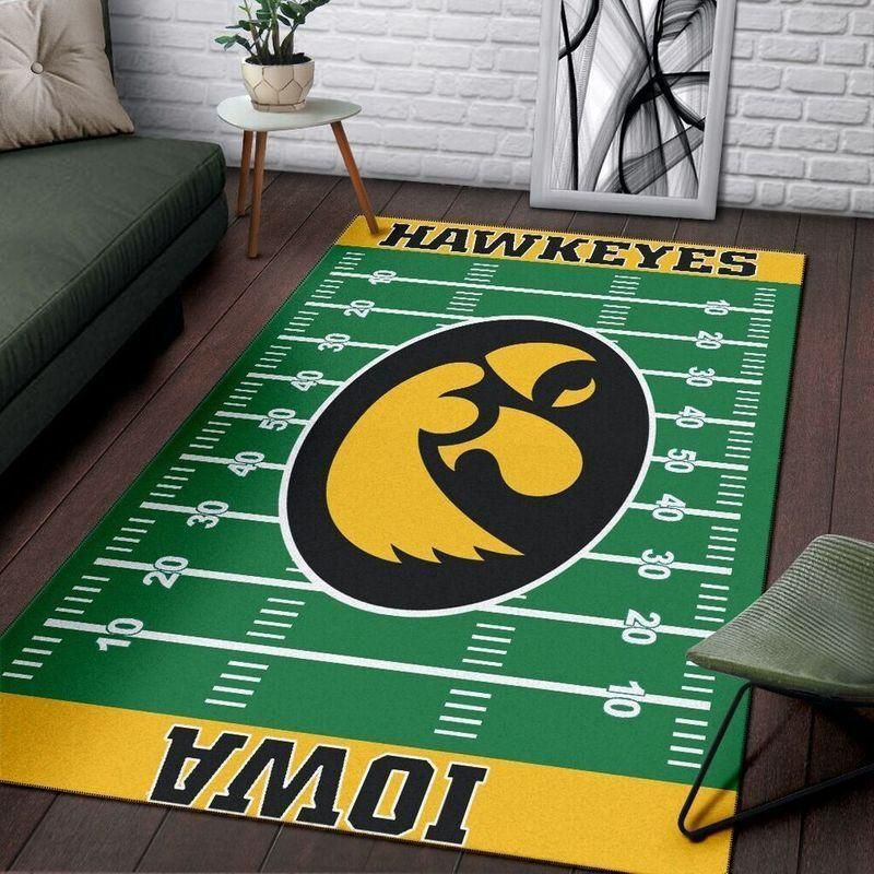 Football Team Iowa Hawkeyes Rectangle Area Rug – Full Print Carpet For Living Room & Bedroom Home Decor