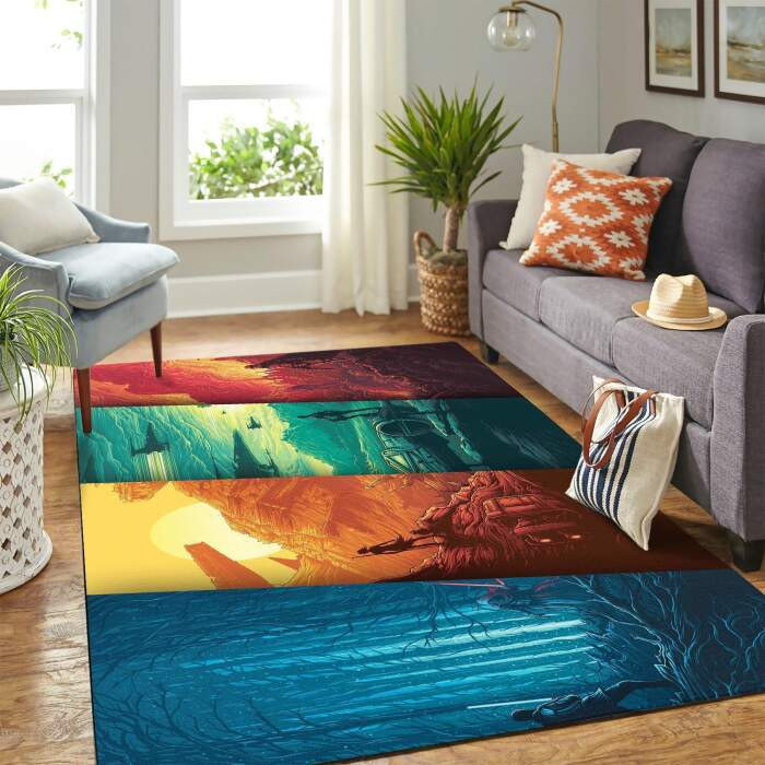 Force Awakens Star Wars Poster 3D Rectangle Area Rug – Full Print Carpet For Living Room & Bedroom Home Decor