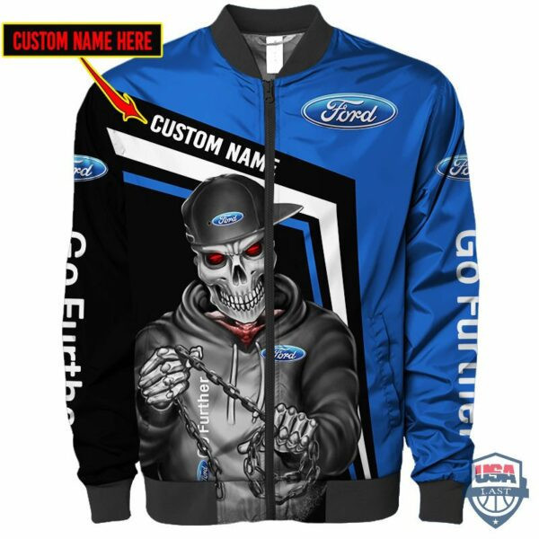 Ford Go Further Ghost Rider Personalized Bomber Jacket | Automotive Jacket for Men & Women | Car Fan Gift