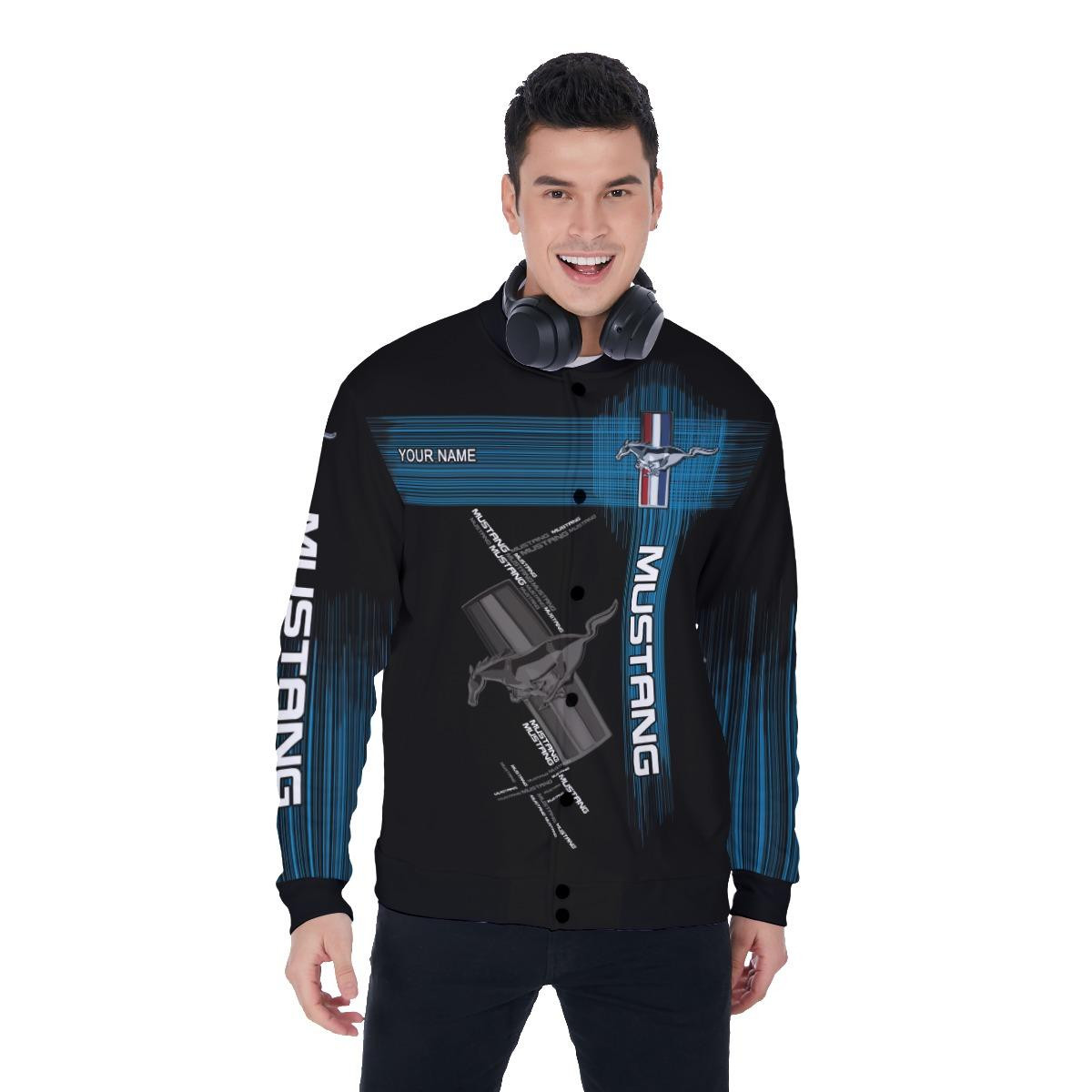 Ford Mustang Personalized Name Varsity Baseball Jacket for Men & Women | Vehicle Brand Fan Gift