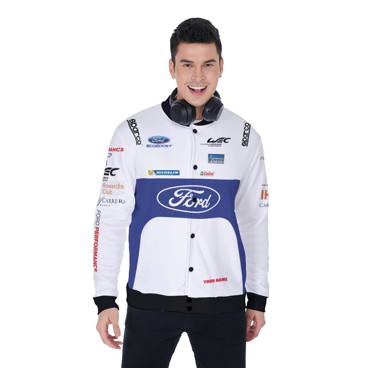 Ford Performance Racing Sparco Personalized Name Baseball Jacket for Men & Women | Vehicle Brand Fan Gift