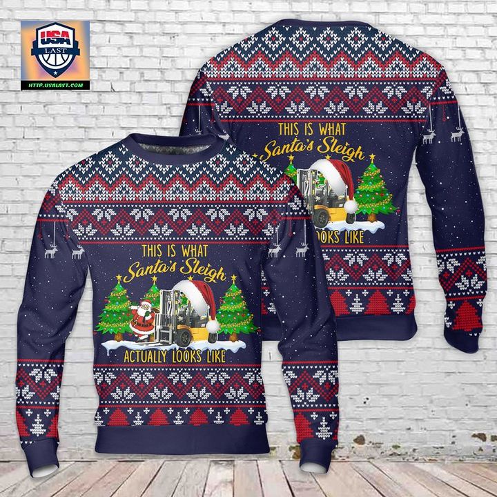 Forklift This Is What Santas Sleigh Actually Looks Like Christmas Sweater 3D