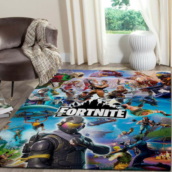 Fortnite Mobile Rectangle Area Rug – Full Print Carpet For Living Room & Bedroom Home Decor