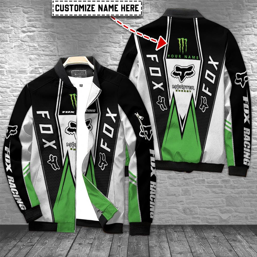 Fox Racing Monster Energy Personalized Bomber Jacket | Faith Inspired Jacket for Men & Women | Faith Gift