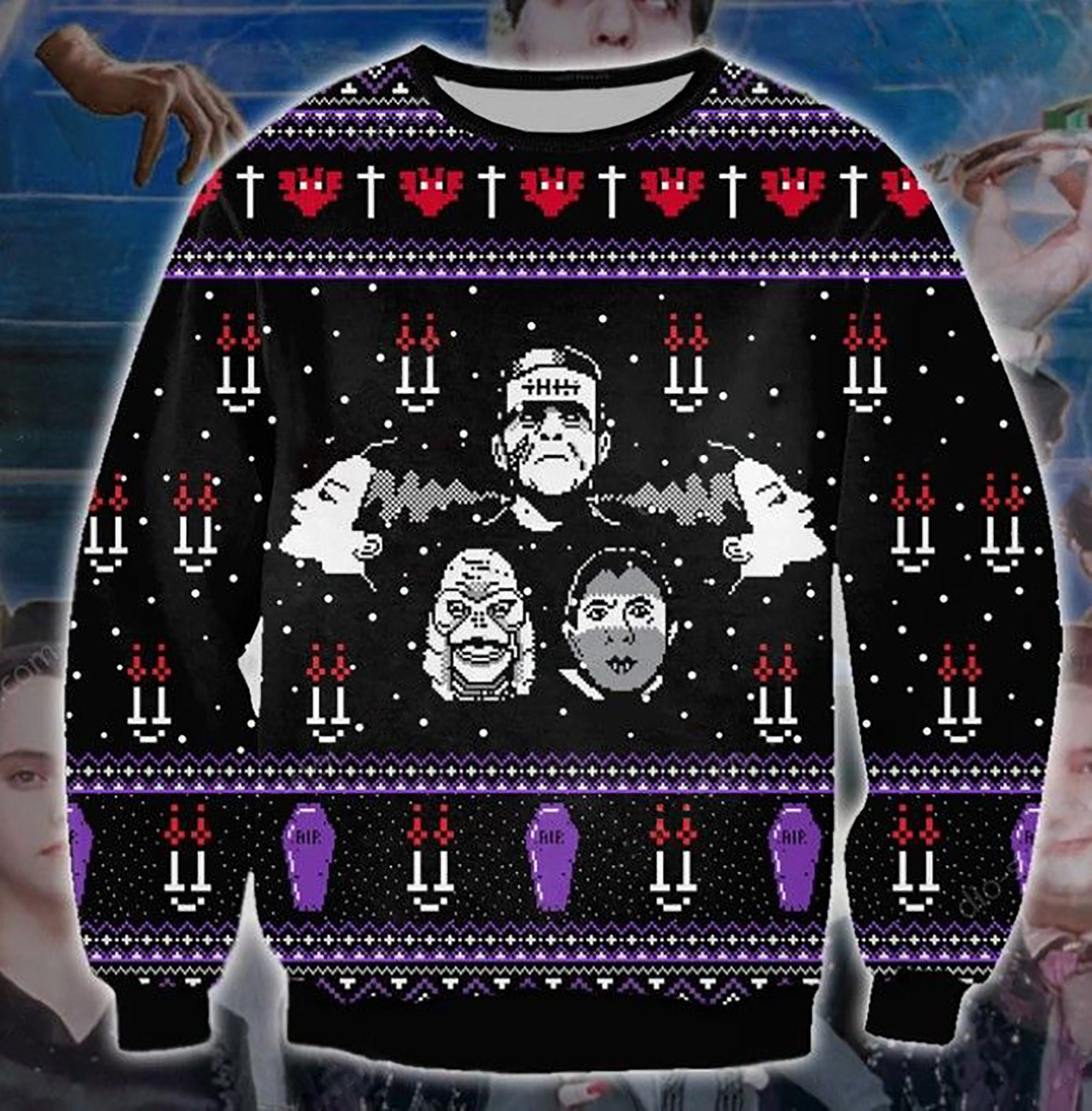 Franklinstein The Addams Family Christmas Ugly Christmas Sweater