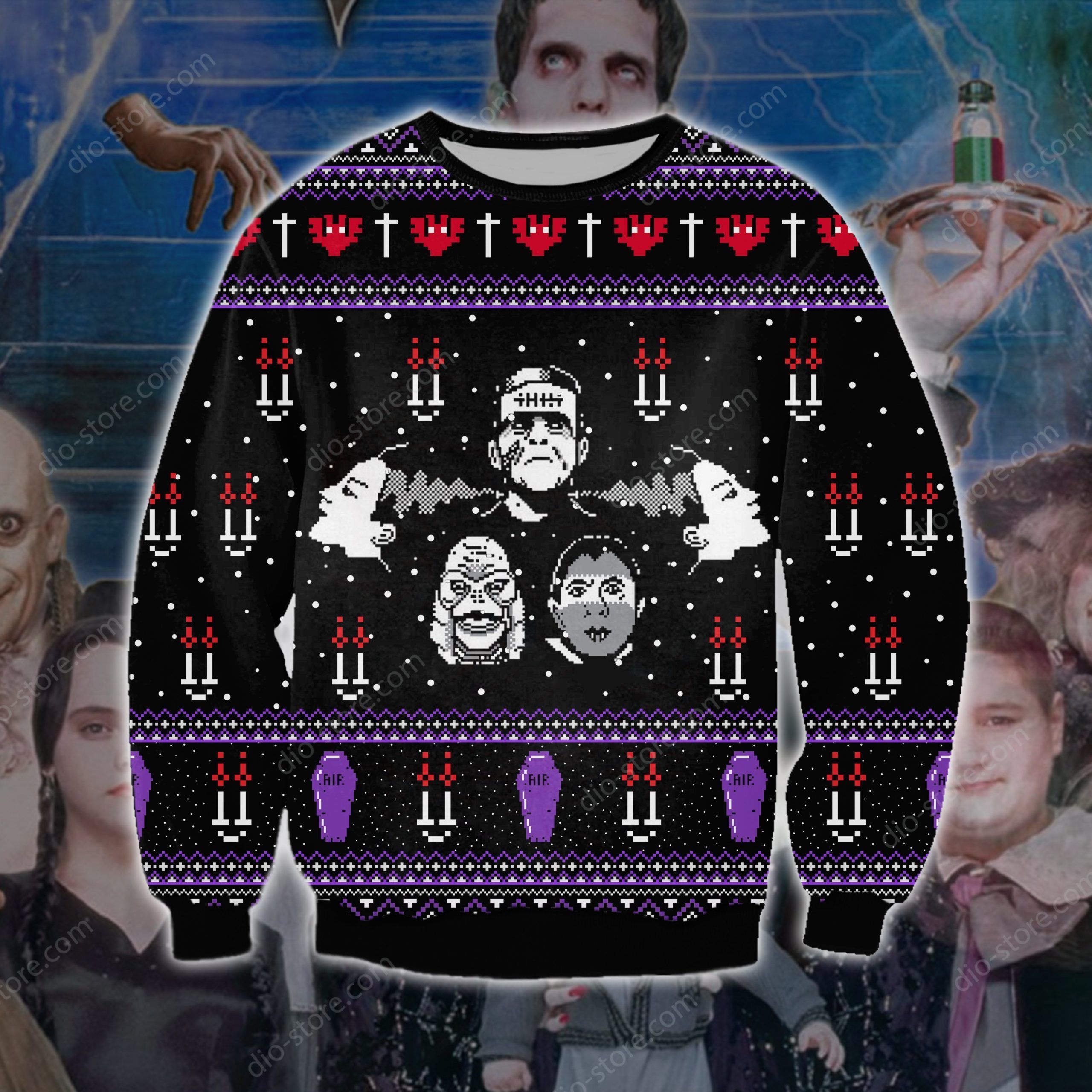 Franklinstein- The Addams Family Knitting Pattern 3D Print Ugly Sweater