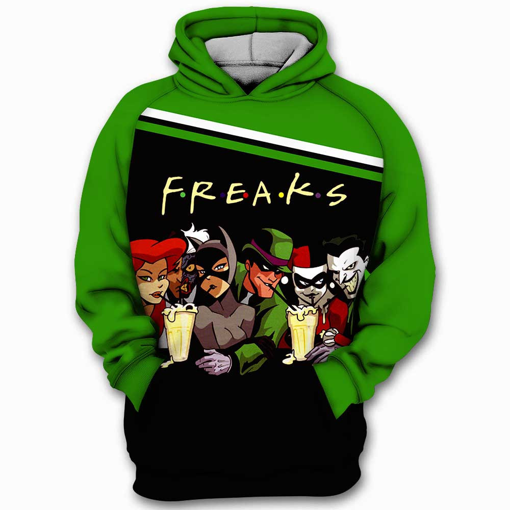 Freaks Friends Joker Harley Quinn Comic 3D All Over Print Hoodie & Zip Hoodie