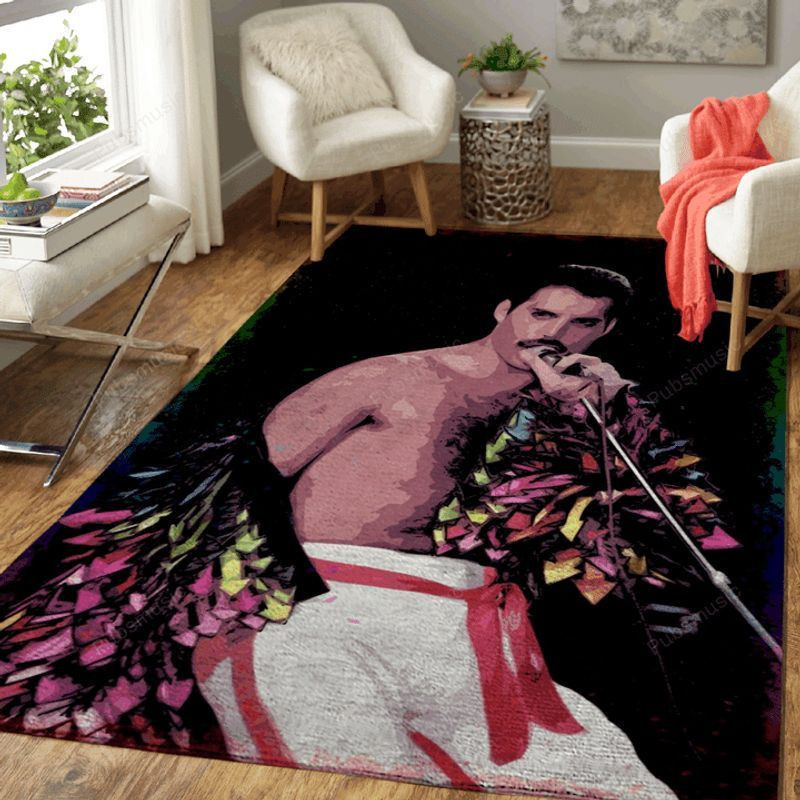 Freddie Mercury Queen British Rock Band Rectangle Area Rug – Full Print Carpet For Living Room & Bedroom Home Decor