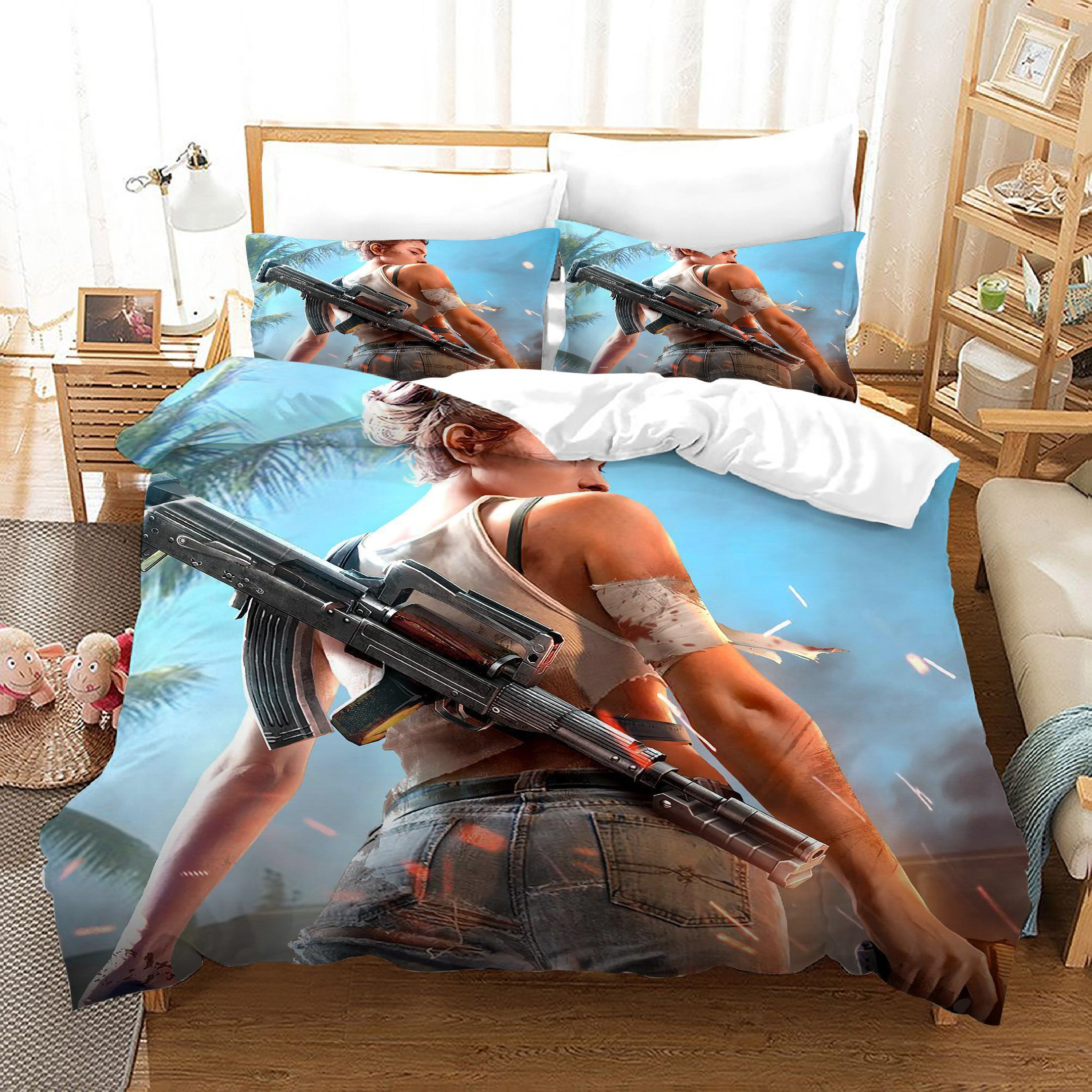 Free Fire Duvet Cover Quilt Cover Pillowcase Bedding Set Bed Linen Home Bedroom Decor