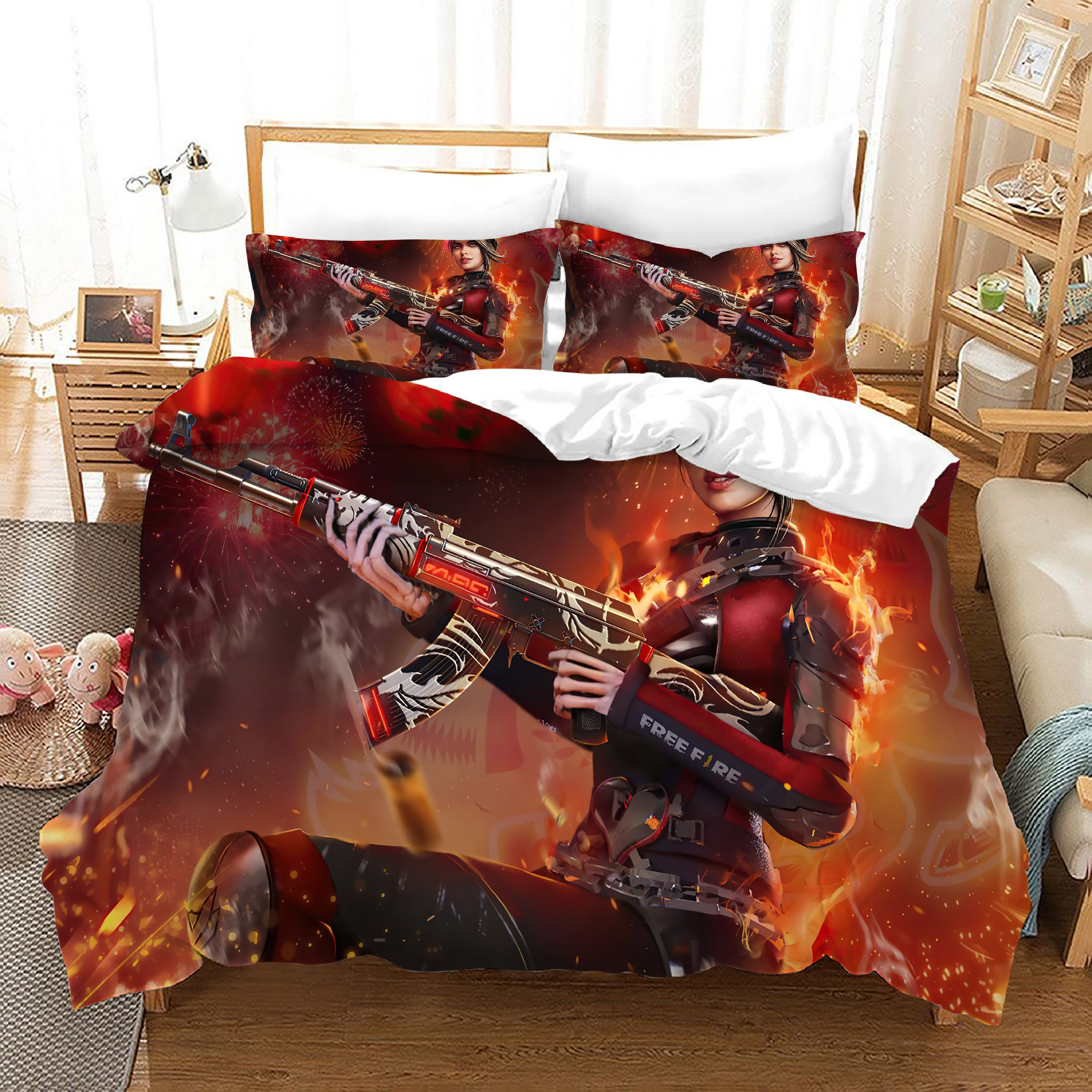 Free Fire  Duvet Cover Quilt Cover Pillowcase Bedding Set Bed Linen Home Bedroom Decor