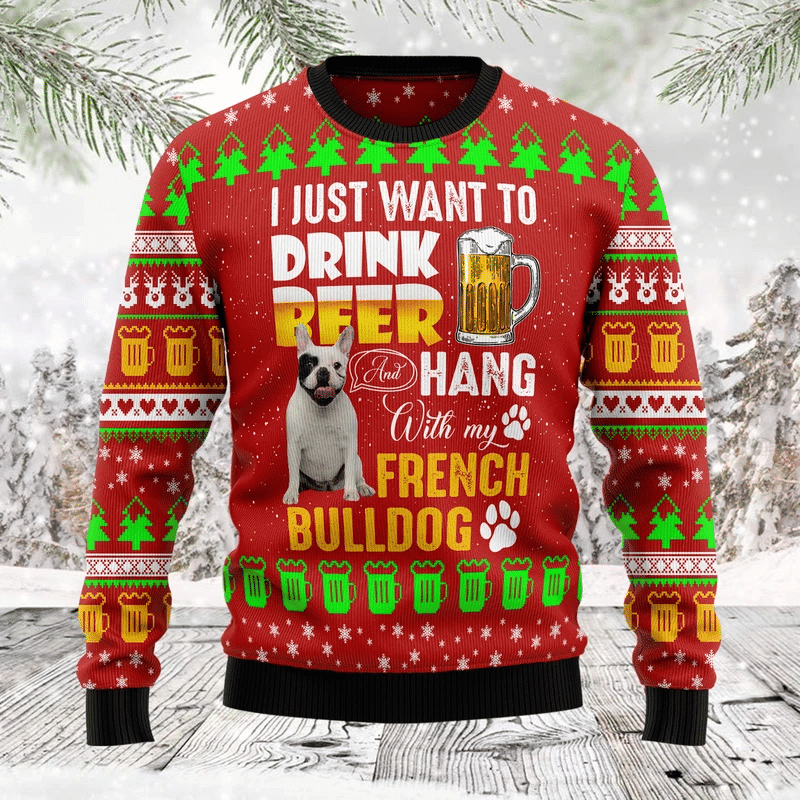 French Bulldog Ugly Christmas Sweater, Perfect Holiday Gift