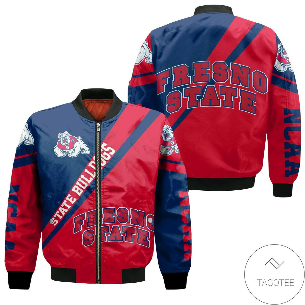 Fresno State Bulldogs Cross Style Bomber Jacket | NCAA College Team Jacket for Men & Women | Sports Fan Gift