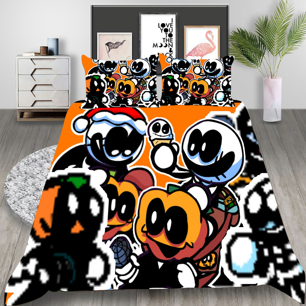 Friday Night Funkin' Skid And Pump Duvet Cover Quilt Cover Pillowcase Bedding Set Bed Linen Home Bedroom Decor