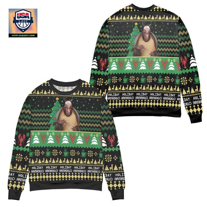 Friends Series The One With the Holiday Armadillo Ugly Christmas Sweater Black