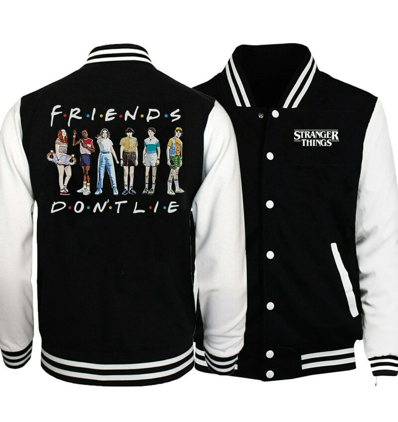 Friends x Stranger Things Mashup Fashion Baseball Jacket for Men & Women | TV Series Fan Gift