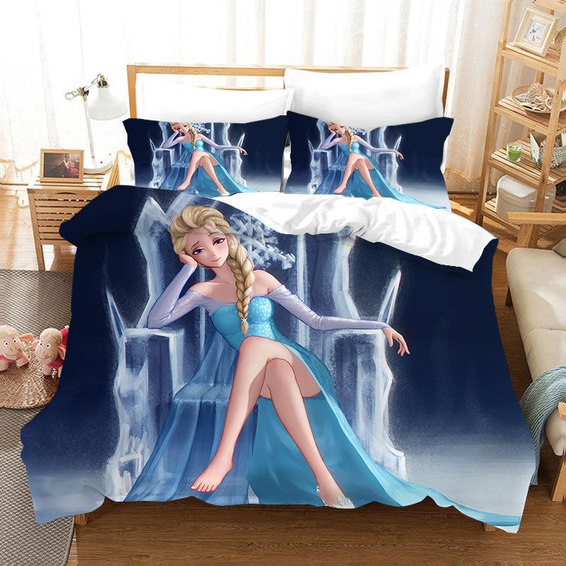 Frozen Anna Elsa Princess Duvet Cover Quilt Cover Pillowcase Bedding Set Bed Linen Home Bedroom Decor
