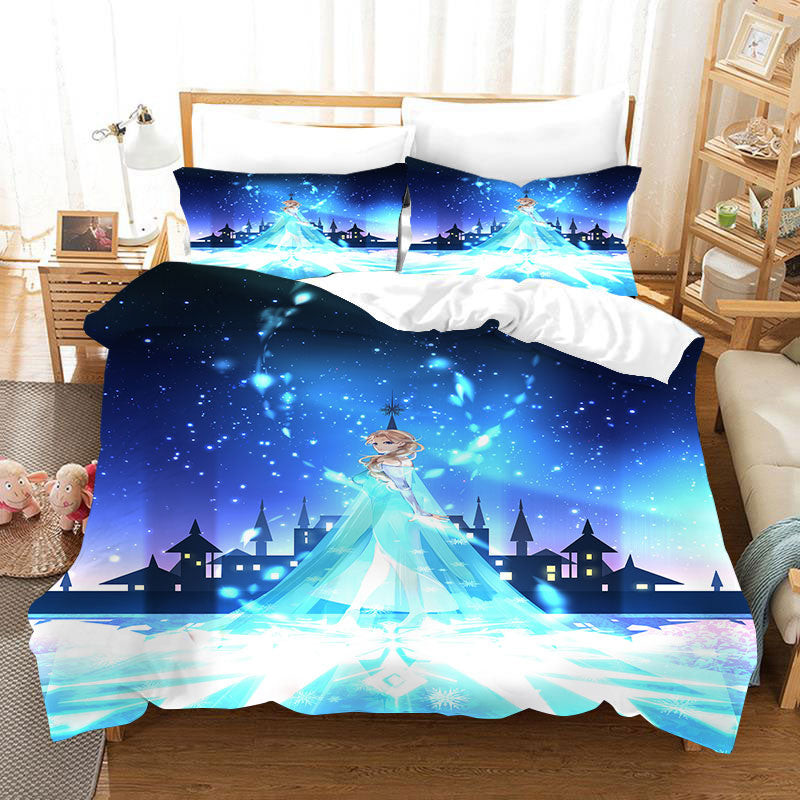 Frozen Anna Elsa Princess Duvet Cover Quilt Cover Pillowcase Bedding Set Bed Linen Home Bedroom Decor
