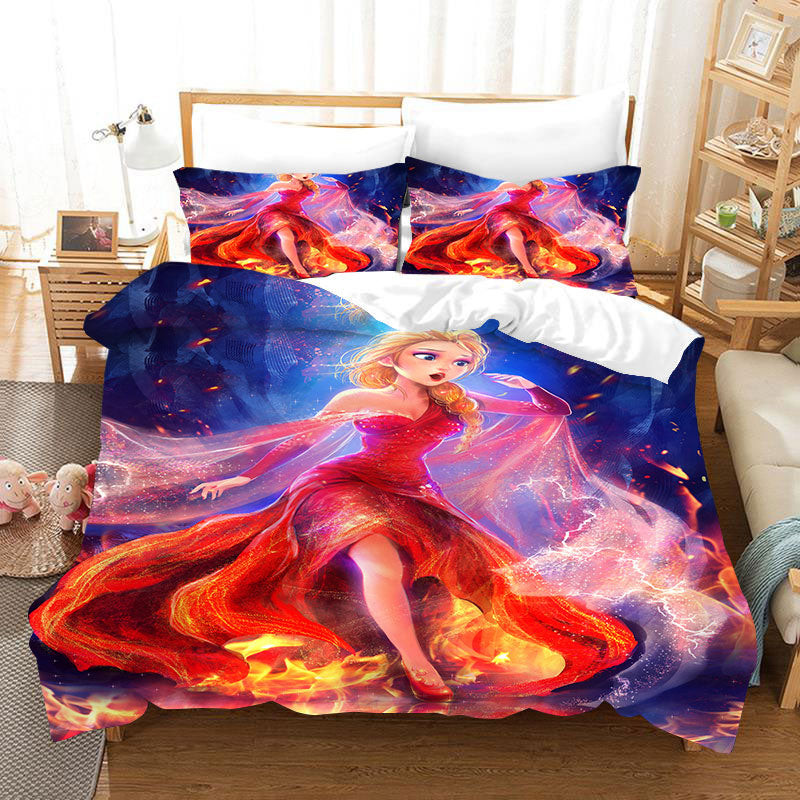 Frozen Anna Elsa Princess Duvet Cover Quilt Cover Pillowcase Bedding Set Bed Linen Home Bedroom Decor