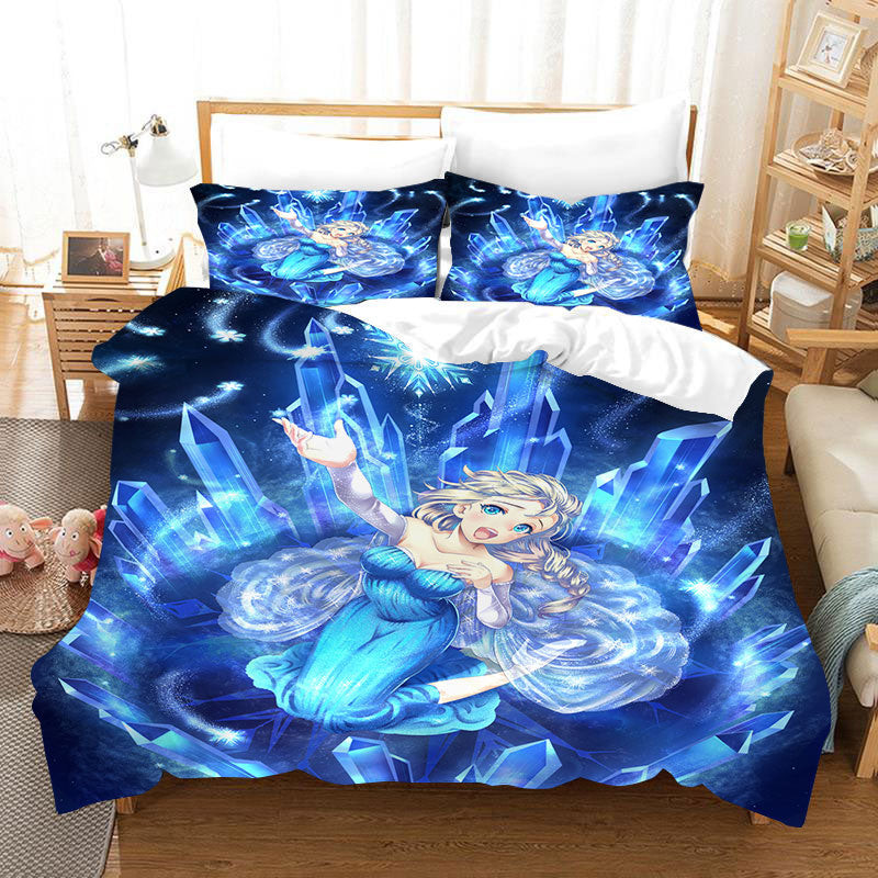 Frozen Anna Elsa Princess Duvet Cover Quilt Cover Pillowcase Bedding Set Bed Linen Home Bedroom Decor