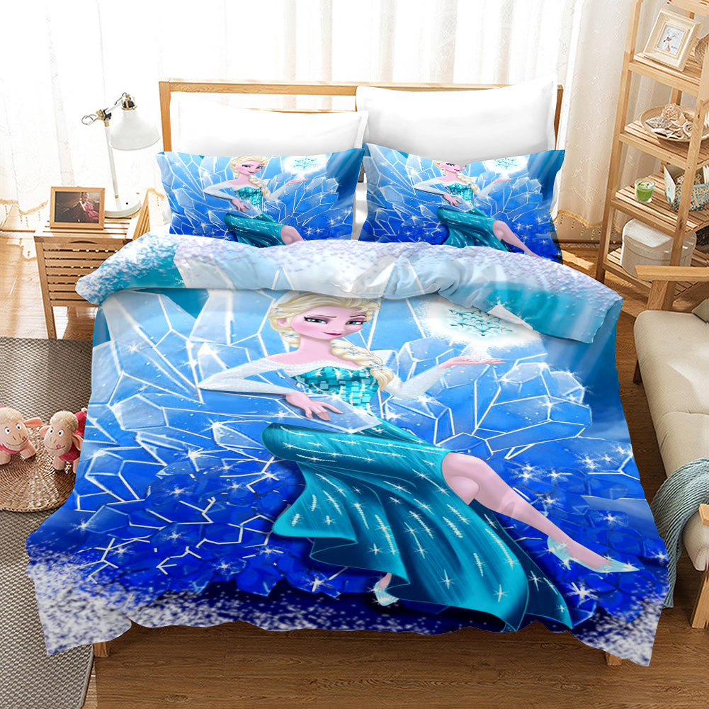 Frozen Anna Elsa Princess Duvet Cover Quilt Cover Pillowcase Bedding Set Bed Linen Home Bedroom Decor