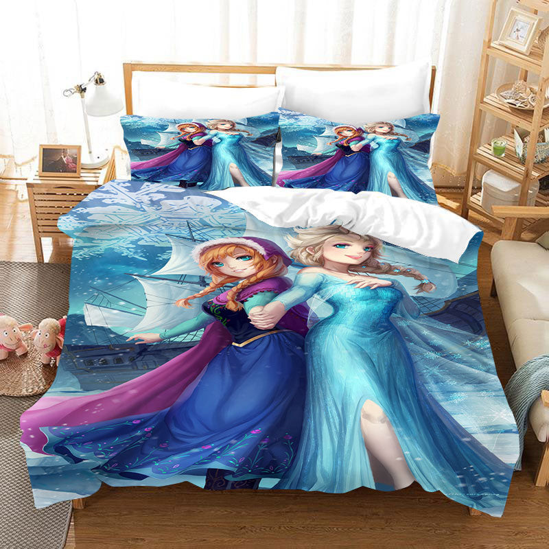 Frozen Anna Elsa Princess Duvet Cover Quilt Cover Pillowcase Bedding Set Bed Linen Home Bedroom Decor