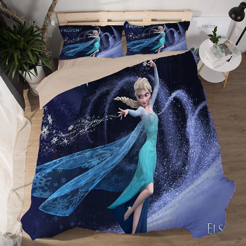 Frozen Anna Elsa Princess Duvet Cover Quilt Cover Pillowcase Bedding Set Bed Linen Home Bedroom Decor